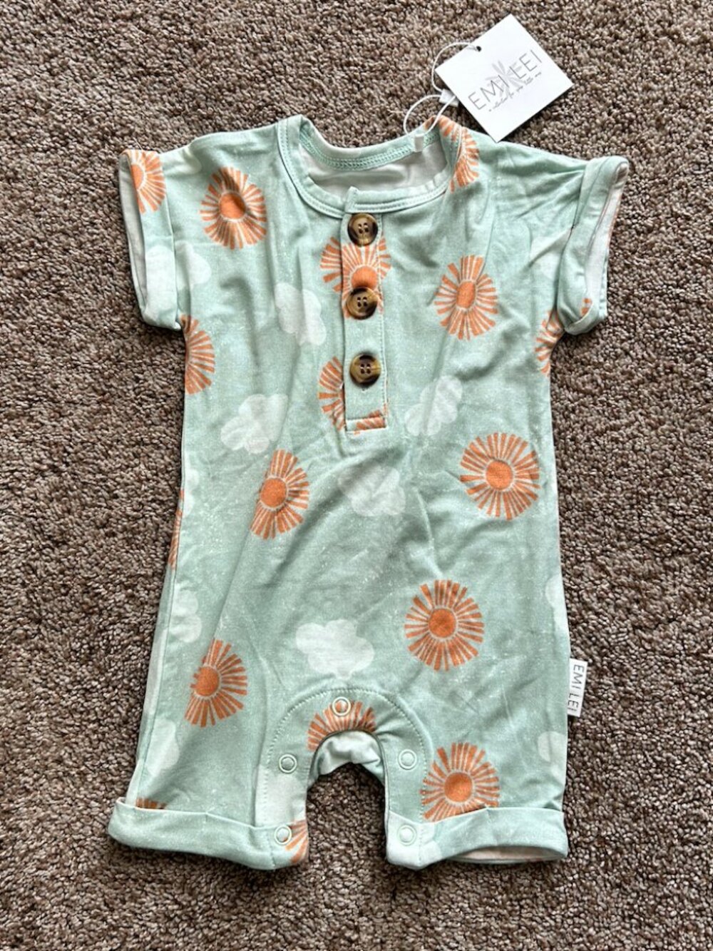 Emi Lei Sunshine Print Romper | 0-3M | NWT